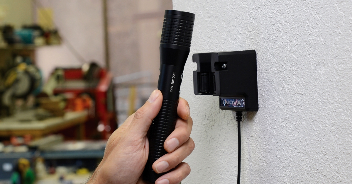 INOVA T4R PowerSwitch Flashlight and mount on wall