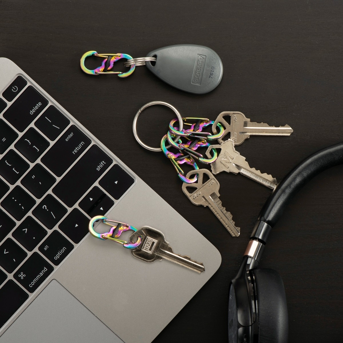 Nite Ize S-Biner MicroLock Black Locking Biners Keychain Pet Tags 3-Pack of 2 