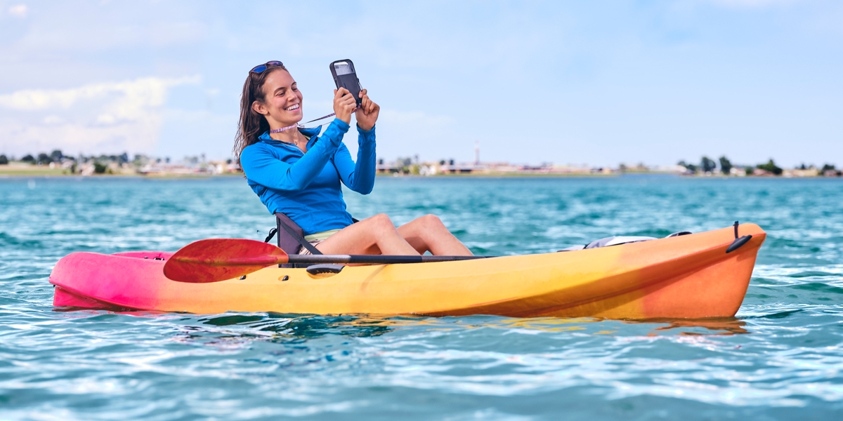 RunOff Phone Holder on the water