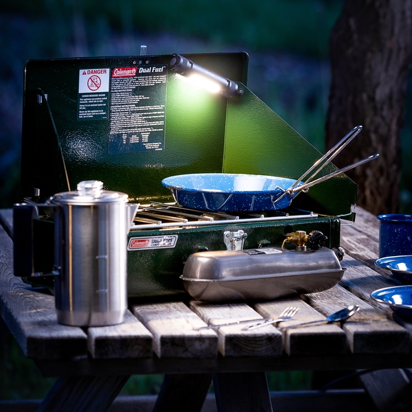 Radiant Rechargeable Utility Light on camp stove