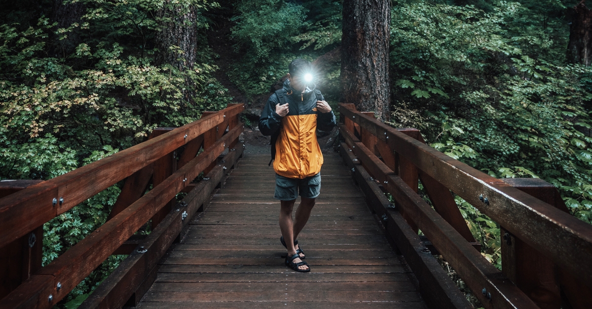 Radiant 300 Rechargeable Headlamp lighting the bridge